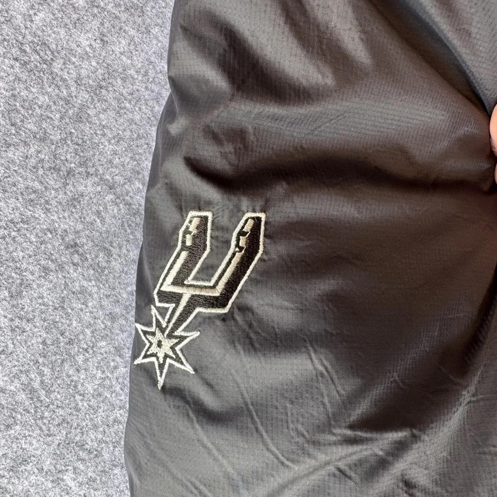 G-III Sports San Antonio Spurs Puffer‎ Jacket XL Black Quilted Hooded NBA